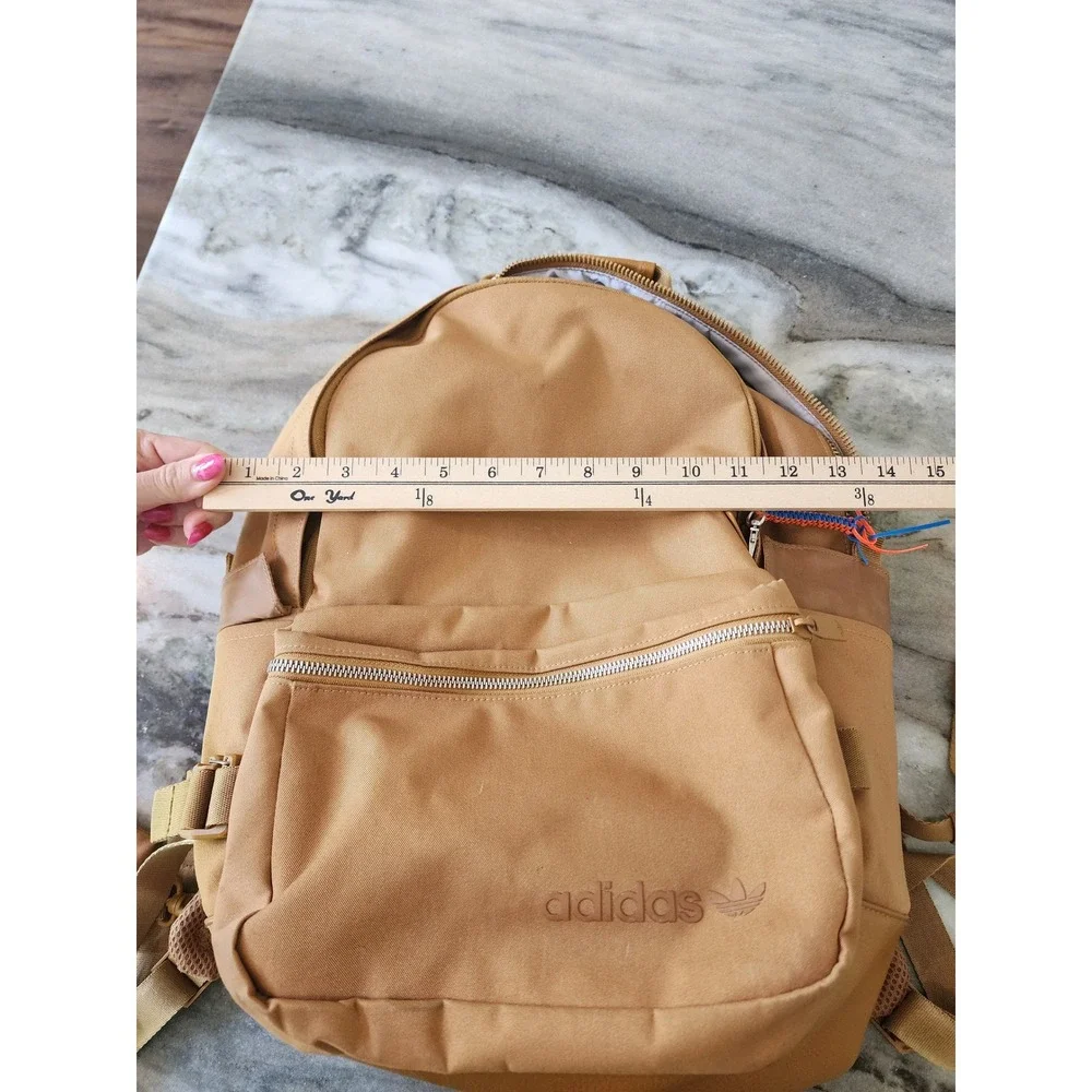 Adidas Originals ModernTrefoil Backpack Tan Canvas Gorpcore Utility Rucksack Bag
